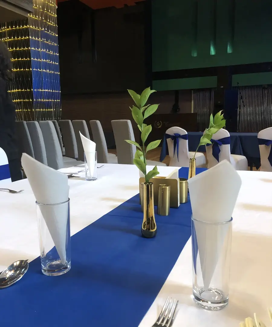 A real restaurant table prepared for dine-in guests
